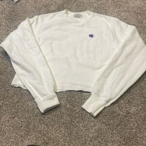 White Champion cropped crew neck sweatshirt